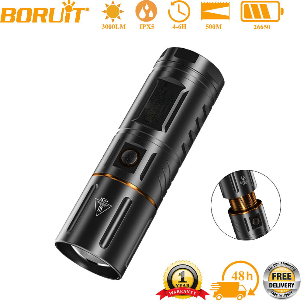 Outdoor Powerbank - BORUiT Ultra Bright 3000LM LED Flashlight