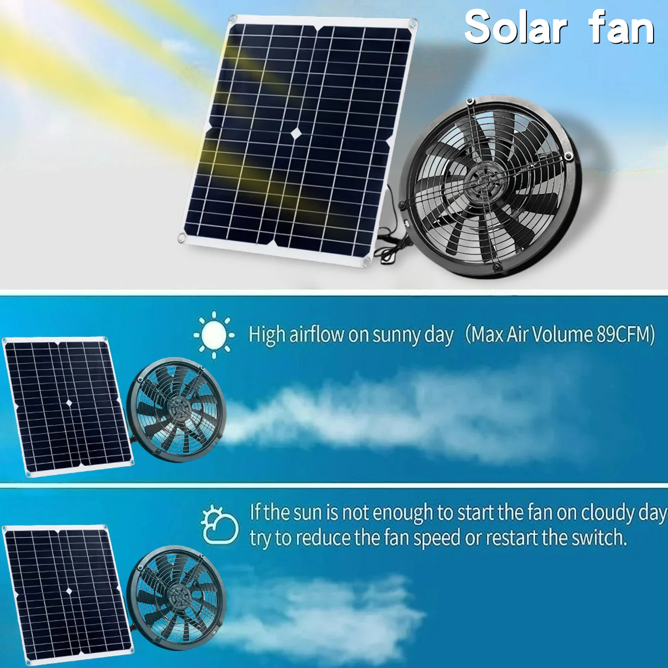 Solar Exhaust Fan Kit 15W 25W  - Outdoor Power Kit ulasan dan harga