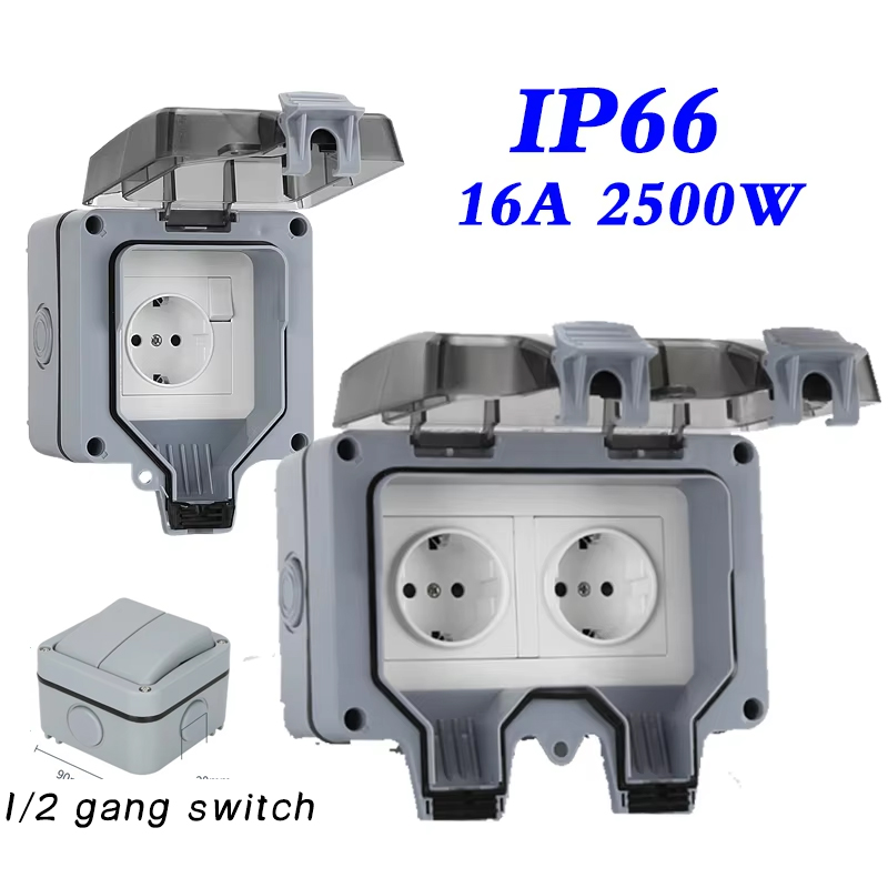 EU KR Outdoor Wall Waterproof  - Outdoor Power Outlet Waterproof ulasan dan harga