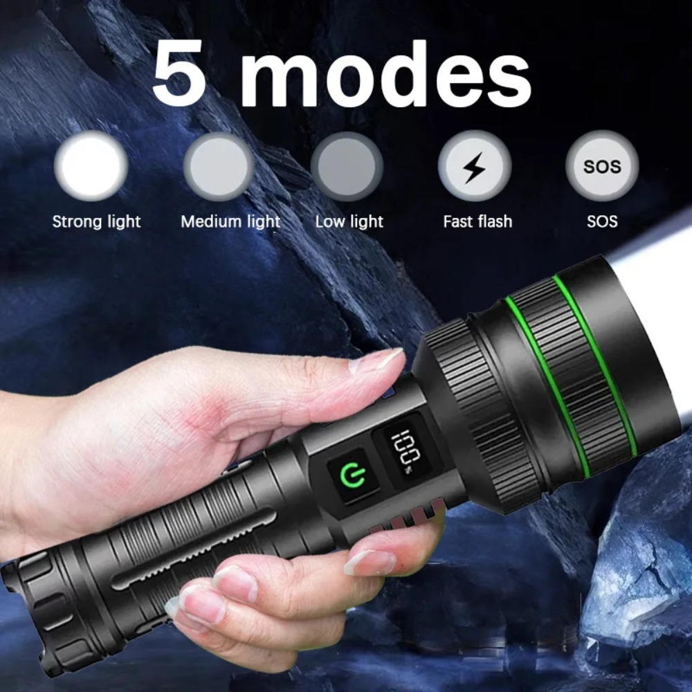 Powerful LED Flashlight Zoomab - Outdoor Powerbank ulasan dan harga