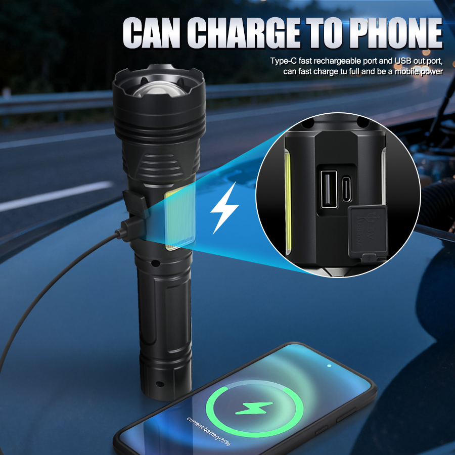 Powerful LED Handheld Flashlig - Outdoor Powerbank ulasan dan harga